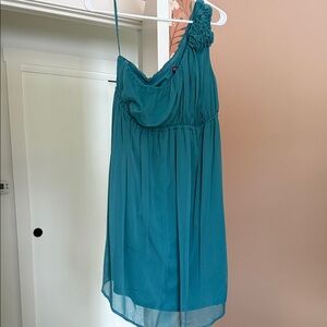 Teal Sleeveless Dress with Floral Strap Detail - maternity